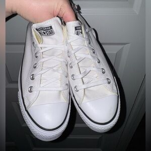 Converse White Low Top platform Canvas Sneakers